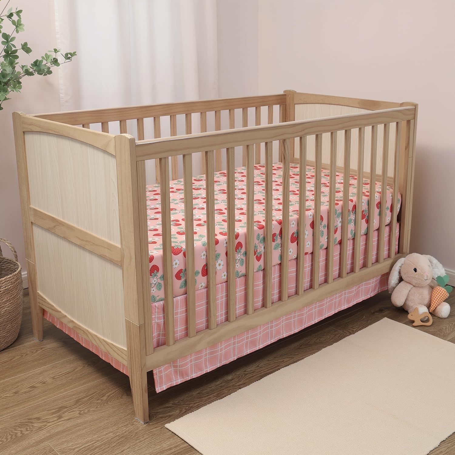image:imageThe Peanutshell Strawberry Sweet 3Piece Baby Girl Crib Bedding Set Pink Nursery Bedding Crib Comforter amp Decor for Newborns and Toddlers