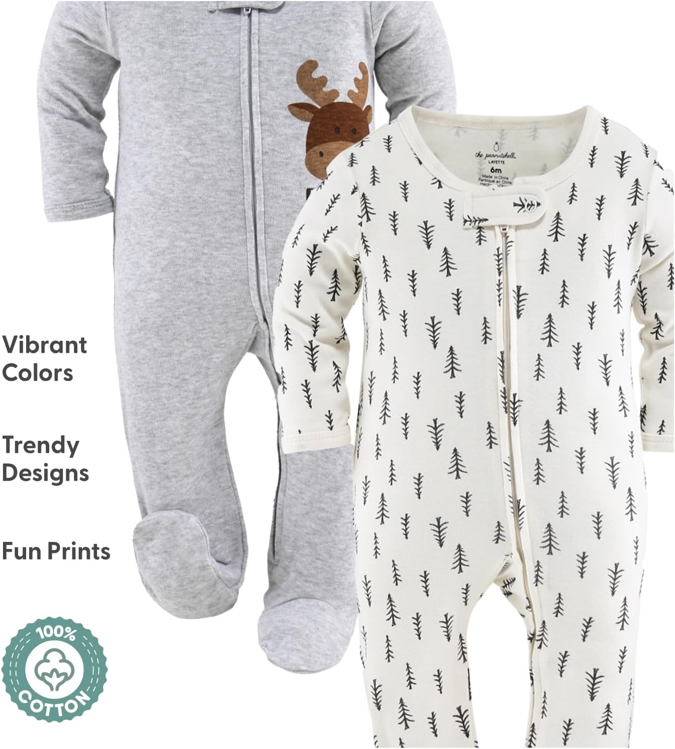 image:imageThe Peanutshell Unisex Baby Sleepers Set Newborns amp Infants 09 Months Newborn Baby Boy amp Girl Sleepers Buffalo Moose