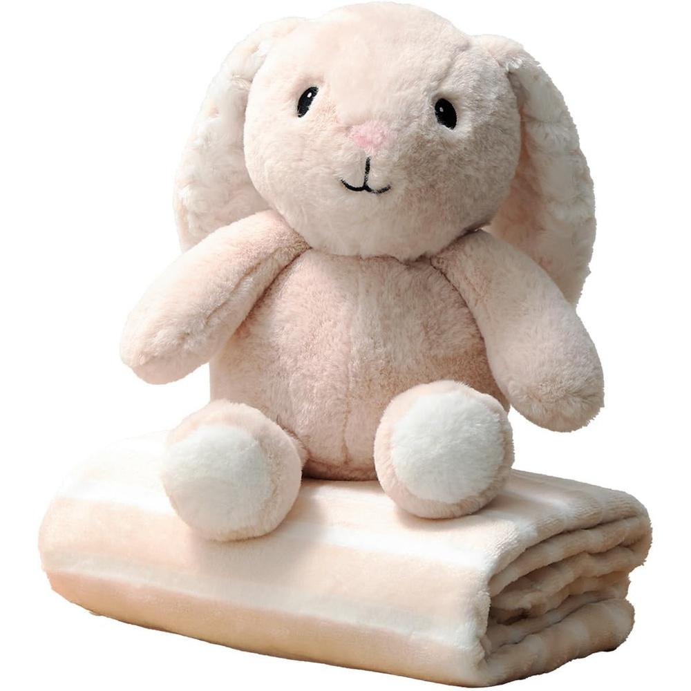 image:imageThe Peanutshell Gift Set Adorable Fluffy Stuffed Animal Bunny Rabbit amp Pink Baby Blanket for Girls Cute Plushies Plush Toy Stuff Newborn Toddler Kids Birthday Christmas Age 0