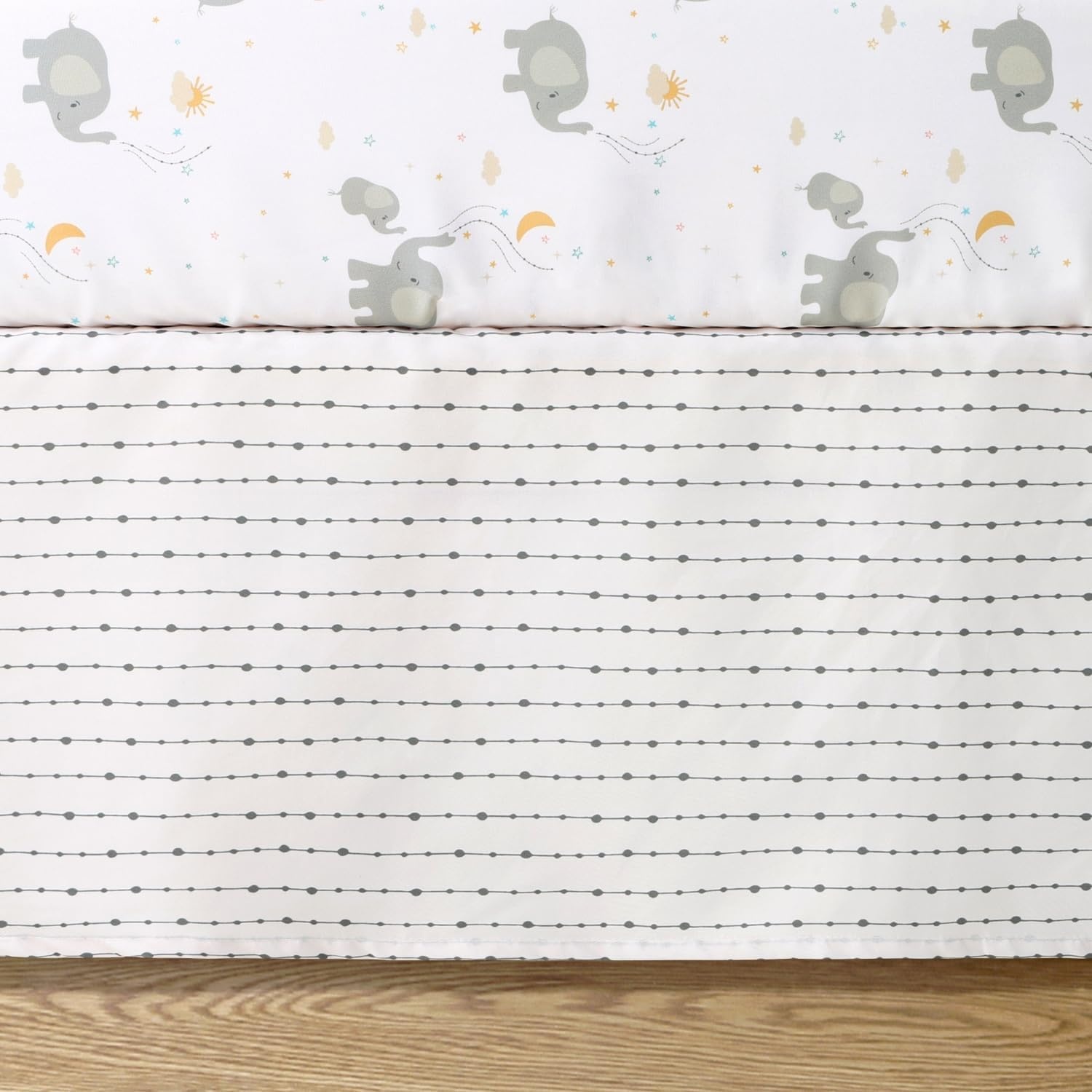 image:imageThe Peanutshell 3 Piece Elephant Whimsy Baby Crib Bedding Set Boy or Girl Nursery Decor Boy Crib Comforter Set Classic Neutral Ivory amp Cream Tones Quilt and Accessories Gender Neutral