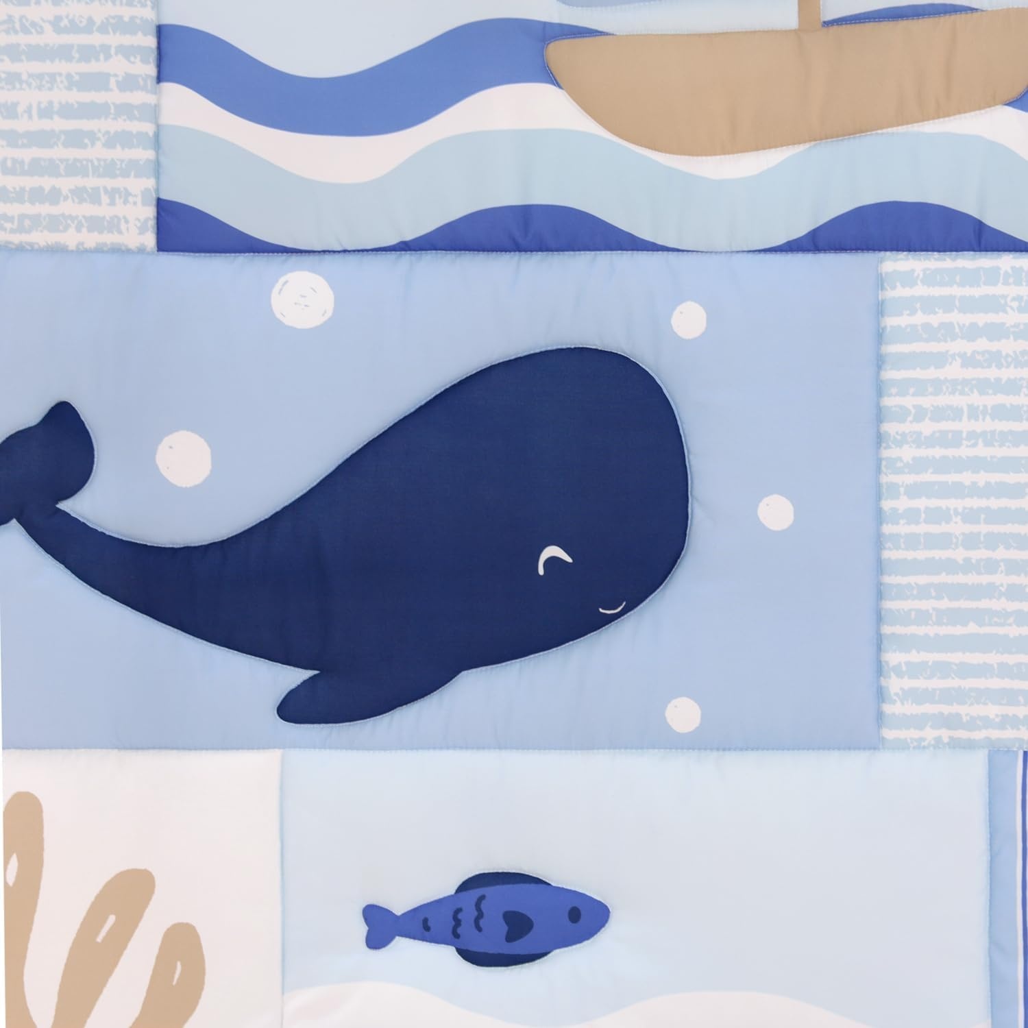 image:imageThe Peanutshell 3 Piece Nautical Patch Baby Crib Bedding Set Boy Baby Blanket Quilt Fitted Crib Sheets for Boys Navy amp Blue Striped Crib Skirt Ocean Nursery Decor Boy