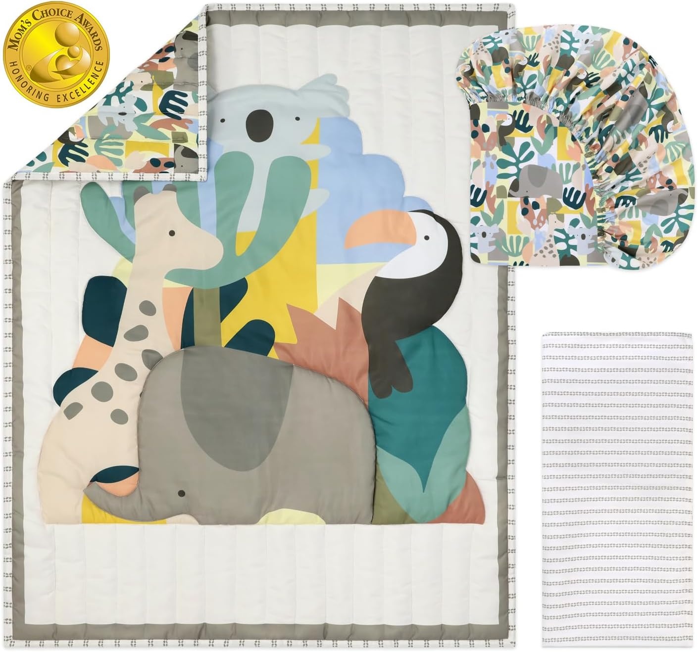 image:imageThe Peanutshell 3 Piece Safari Puzzle Baby Crib Bedding Set Boy Baby Boy Nursery Decor Crib Comforter Set Accessories Boy Modern Neutral Jungle