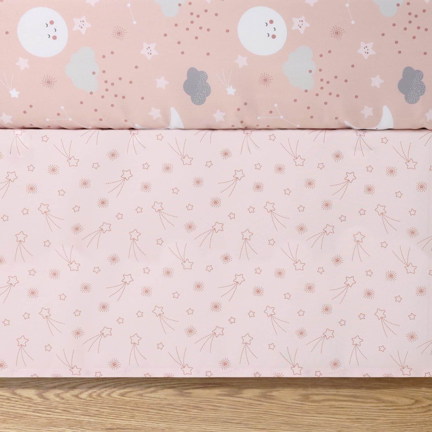 image:imageThe Peanutshell New Moon 3Piece Baby Girl Crib Bedding Set Pink Nursery Quilt Comforter Sheet amp Skirt Baby Crib Bedding Set Girl for Newborn amp Toddler
