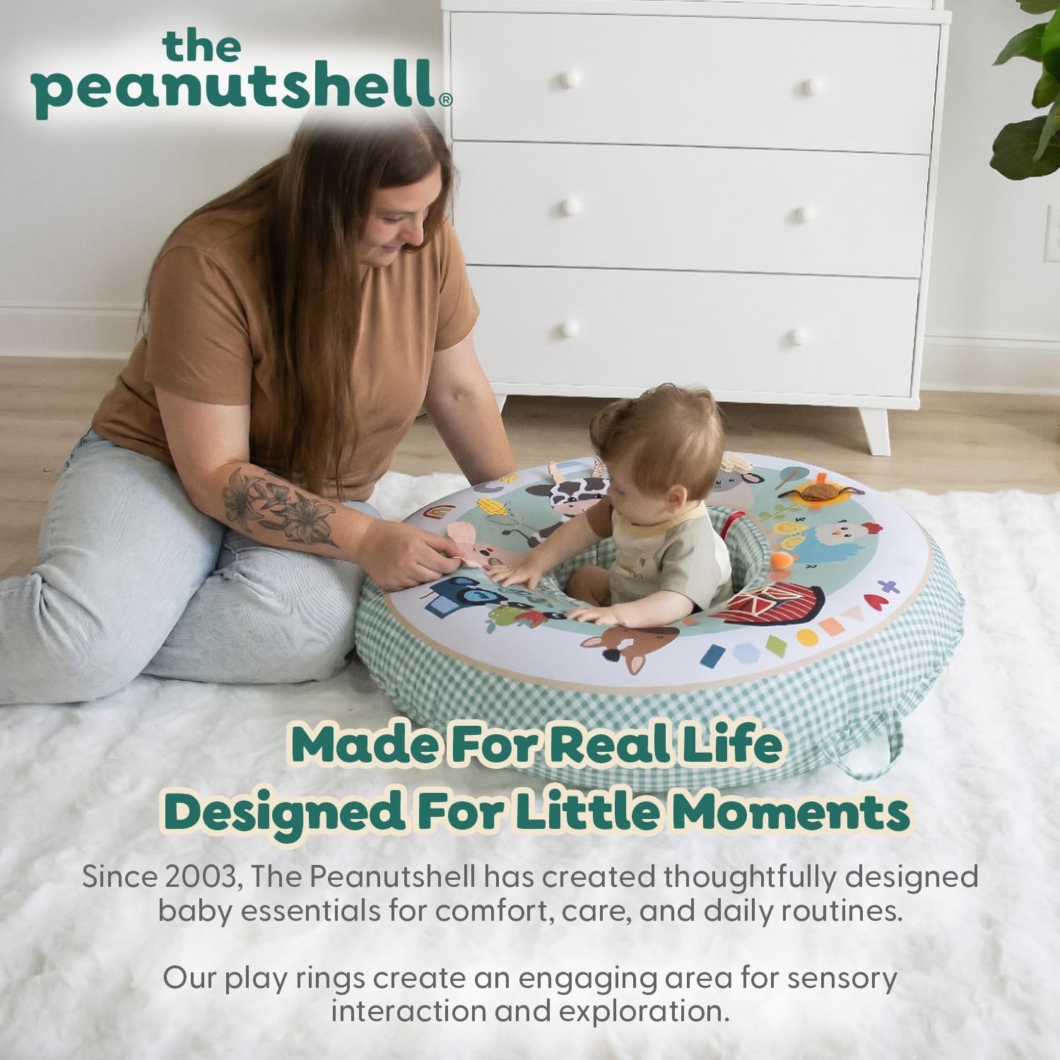 image:imageThe Peanutshell Play Ring Activity Center Gingham Farm