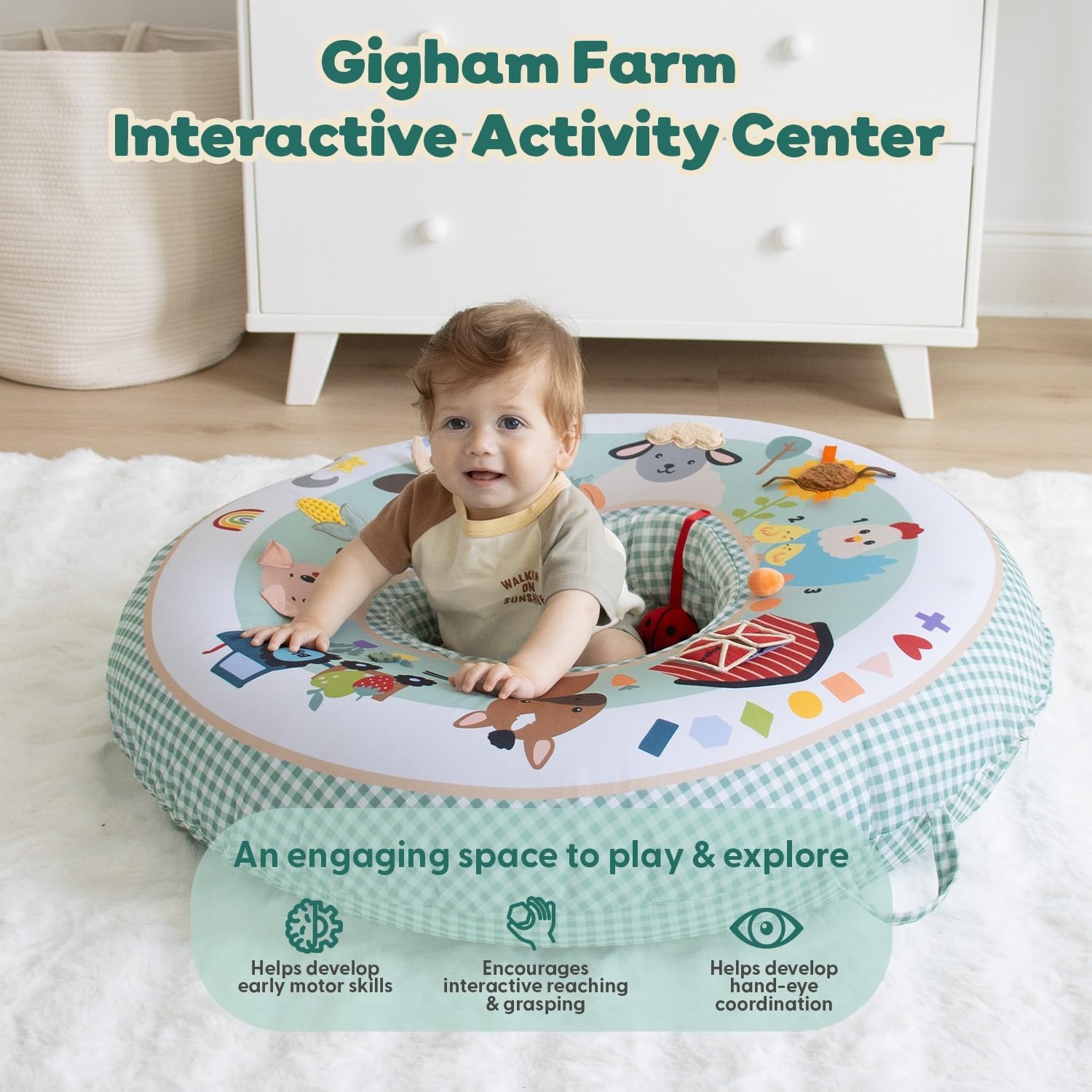 image:imageThe Peanutshell Play Ring Activity Center Gingham Farm