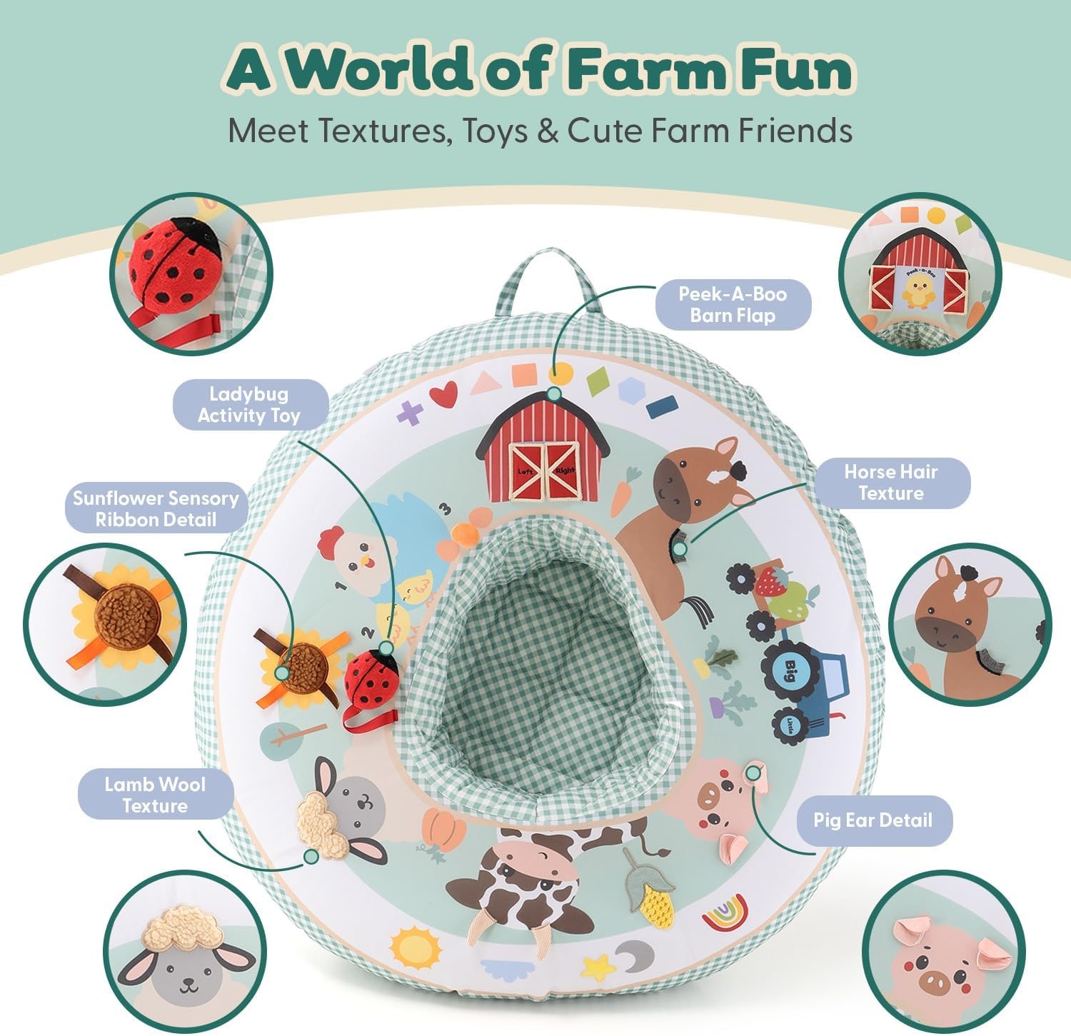 image:imageThe Peanutshell Play Ring Activity Center Gingham Farm