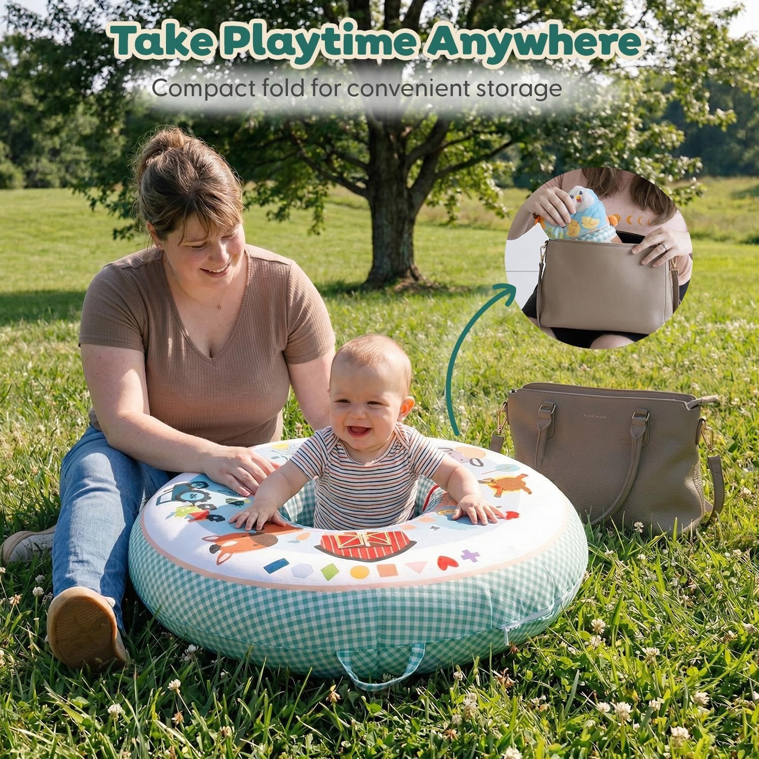 image:imageThe Peanutshell Play Ring Activity Center Gingham Farm