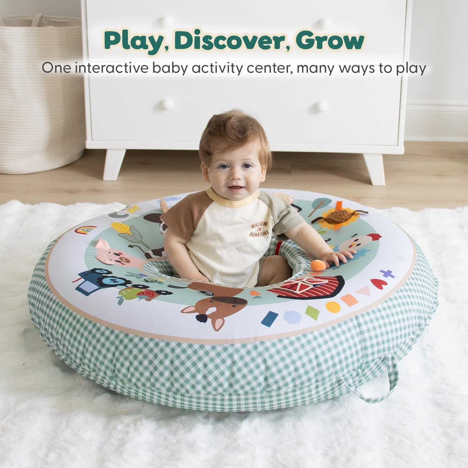 image:imageThe Peanutshell Play Ring Activity Center Gingham Farm