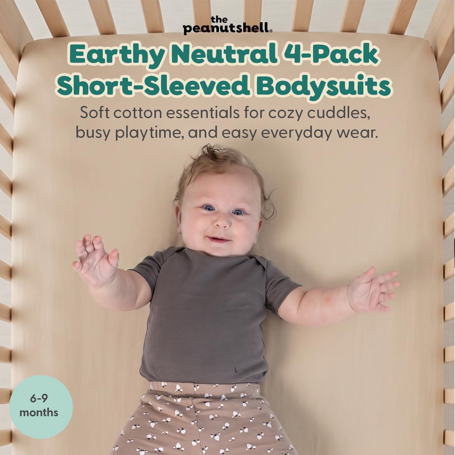 image:imageThe Peanutshell 4 Pack Baby Bodysuits 024M Baby Clothes Earthy Neutral