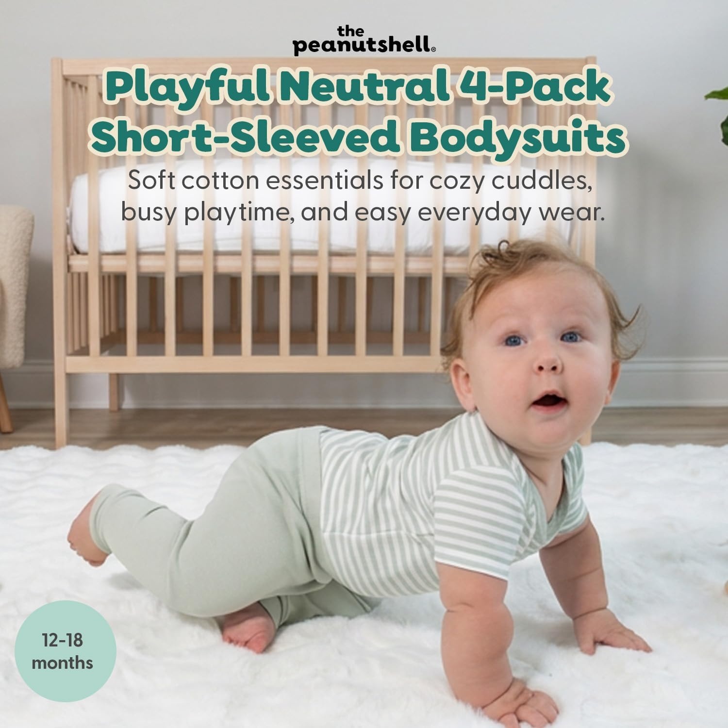 image:imageThe Peanutshell 4 Pack Baby Bodysuits 024M Baby Clothes Playful Neutral