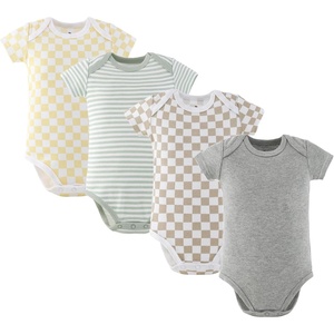 The Peanutshell 4 Pack Baby Bodysuits, 0-24M Baby Clothes – Playful Neutral