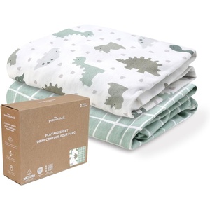 Organic Cotton Baby Pack & Play Sheets – 2pk Mini Crib Sheets Boy, Dino(Dino)