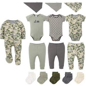 The Peanutshell 15pc Baby Clothes Set – Newborn, 3-6, 6-9 – Offroad Dino