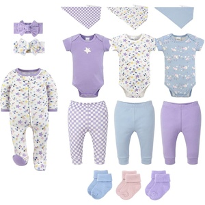 The Peanutshell 15pc Baby Clothes Set – Newborn, 3-6, 6-9 – Sky Sparkle
